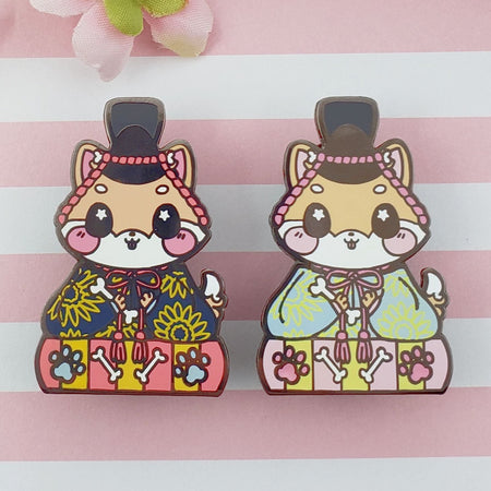 Emperor Shiba Inu: Girl's Day Animal Enamel Pins - Kittynaut