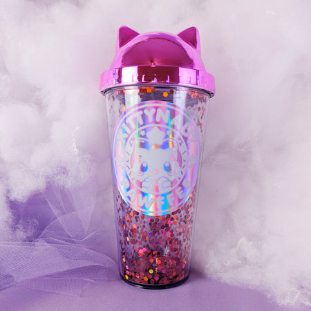Kittynaut Pawfee Tumbler -- Metallic Pink