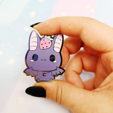 Bat + Strawberry -- Hard Enamel Pin -- Favorite Snacks Collection - Kittynaut