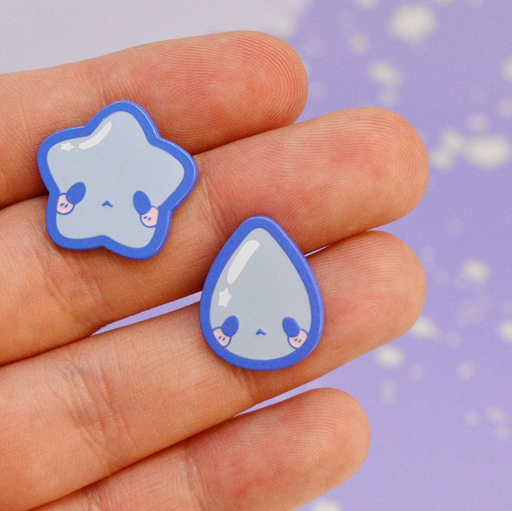 Raindrop + Cool Star - Cloud Series - Enamel Pin Set