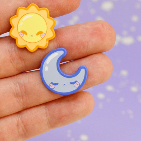 Sun + Moon - Cloud Series - Enamel Pin Set