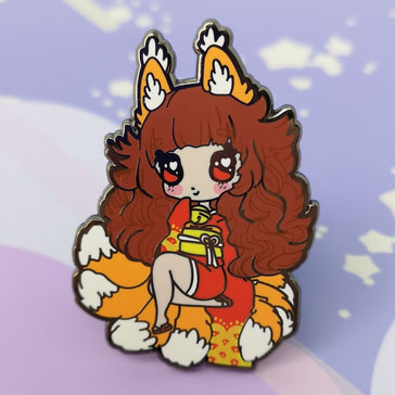 Monster Girls -- Red Kitsune -- Hard Enamel Pin - Kittynaut