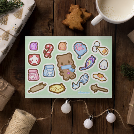Gingerbread Kitty - Sticker Sheets - Kittynaut