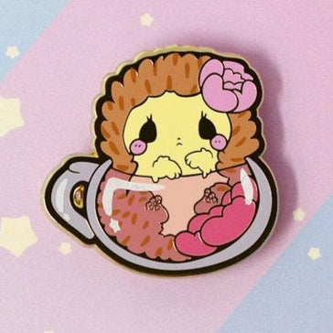 Rose Tea Hedgehog - Hard enamel pin - Kittynaut