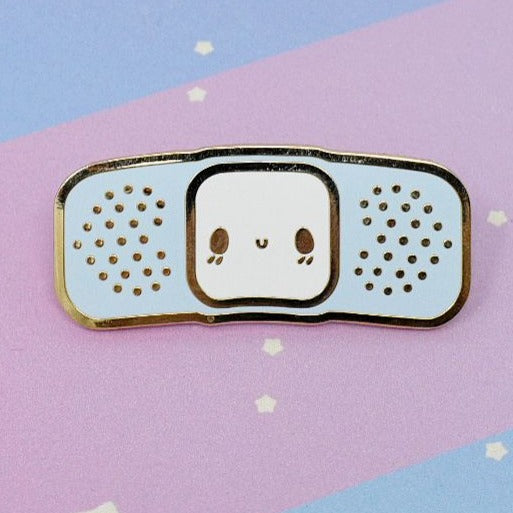 Bandaid Buddy -- Hard Enamel Collar Pin -- Kawaii Medical Pins Series - Kittynaut