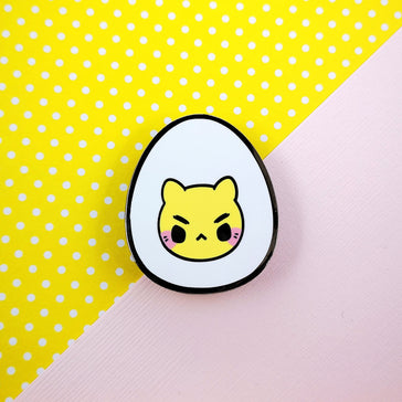 Hard Boiled Angry Cat - Egg Kitties  - Hard Enamel Pins Series - Kittynaut