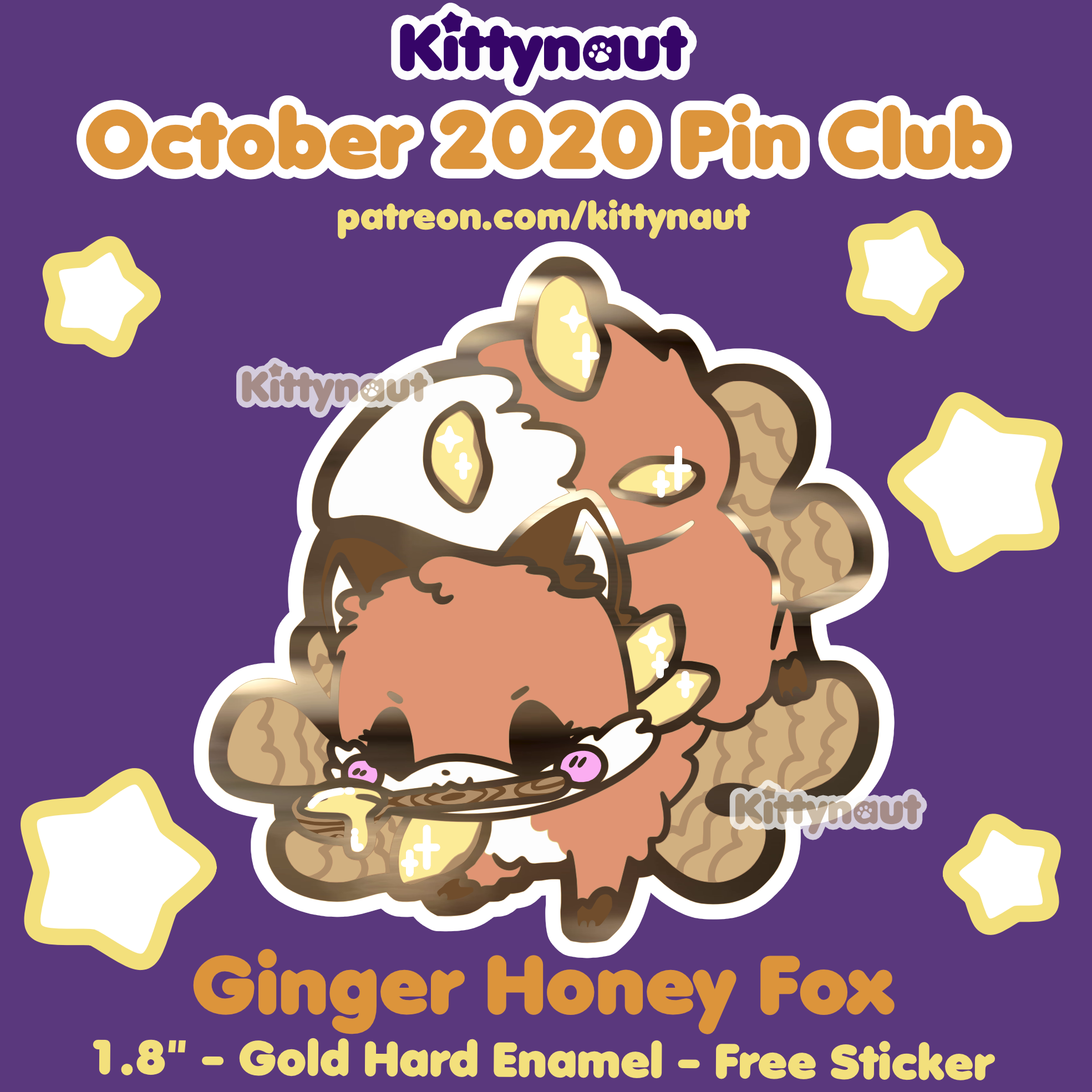 Secret Shop - Oct 2020 - Ginger Honey Fox -  Hard Enamel Pin