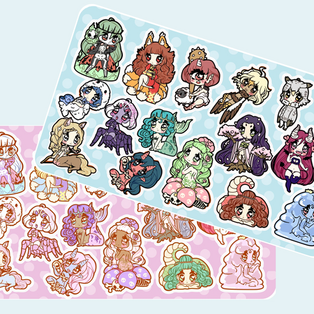 Monster Girls -- Sticker Sheets - Kittynaut